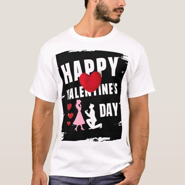 Happy Valentine’s Day Matching Couples Outfit Tee (Framsida)