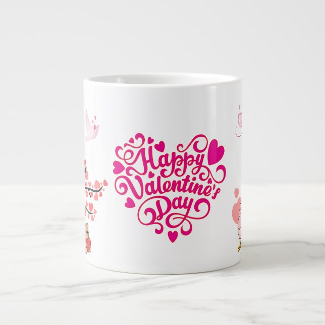Happy Valentine’s Day Mug with Cute Teddy Bear Jumbo Mugg (Framsidan)