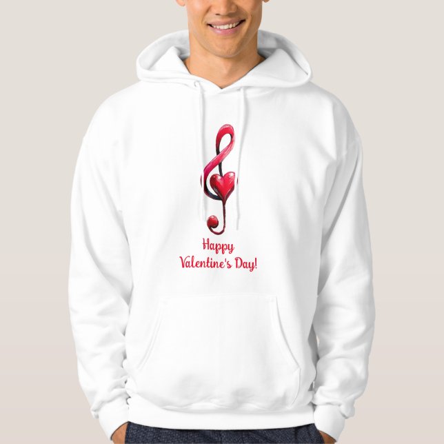 Happy Valentine’s Day Music of Love Hoodie (Framsida)