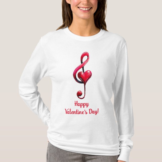 Happy Valentine’s Day Music of Love T Shirt (Framsida)