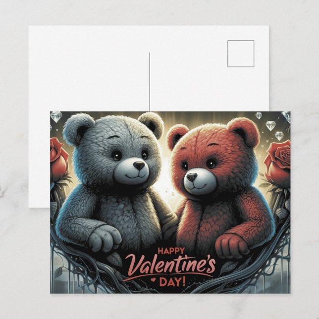 Happy Valentine’s Day Ourson -4 Vykort (Fram/baksida)