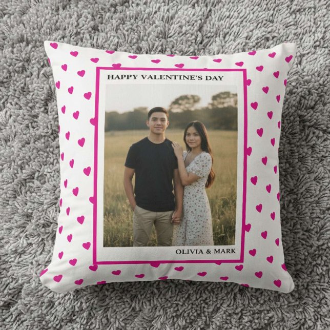 Happy Valentine’s Day Pink Heart Custom love Kudde (Skapare uppladdad)
