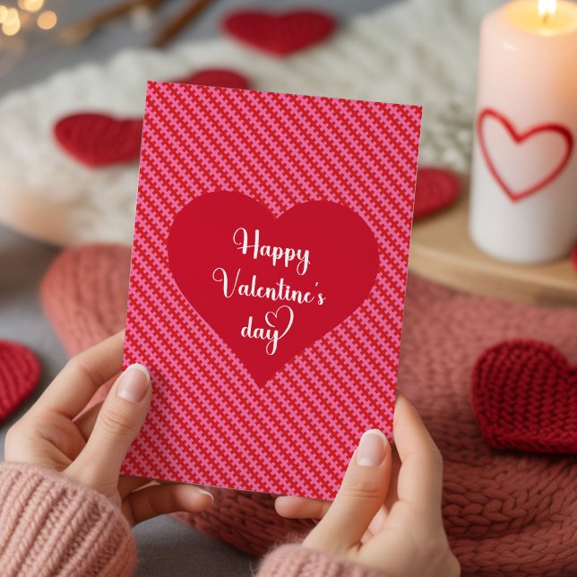 Happy Valentine’s Day Pink Red Hearts Love Card Julkort (Happy Valentine’s Day Pink Red Hearts Love Card)