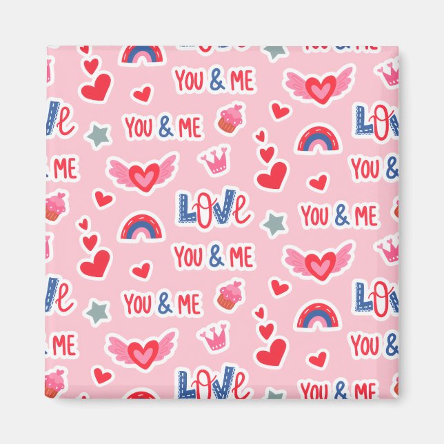 Happy Valentine’s Day Red Heart Art Romantic Lover Magnet (Framsidan)