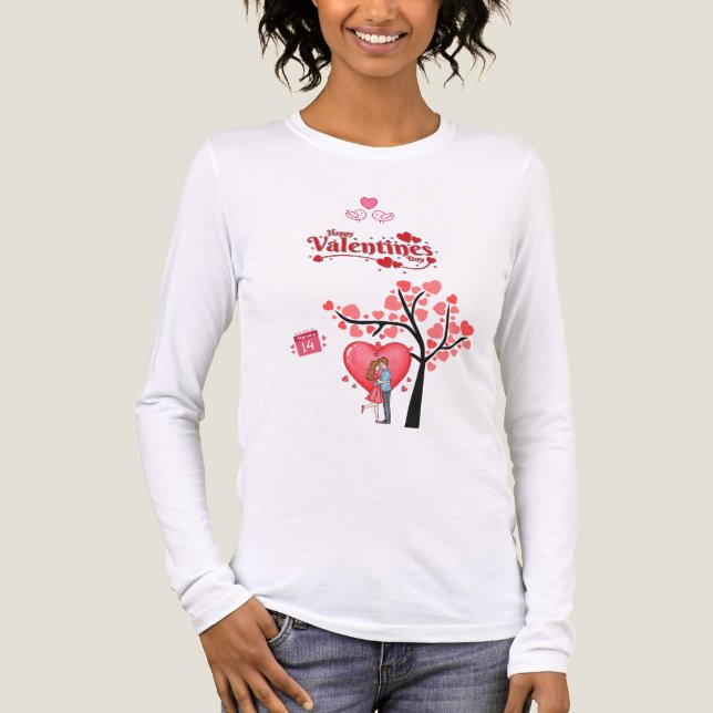 Happy Valentine’s Day – Romantic Couple  T Shirt (Framsida)
