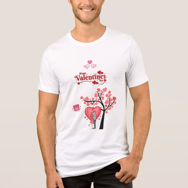 Happy Valentine’s Day – Romantic Couple  T Shirt (Framsida)