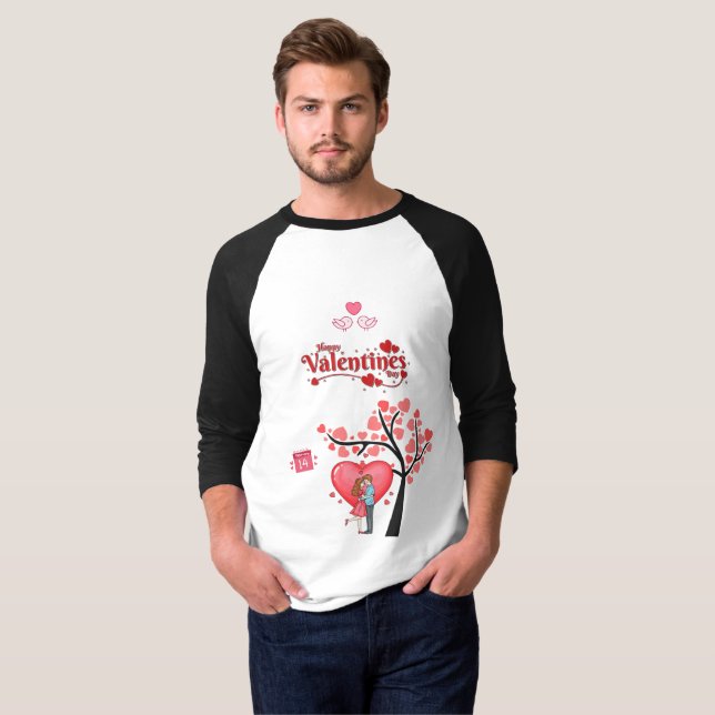 Happy Valentine’s Day – Romantic Couple  T Shirt (Hel framsida)