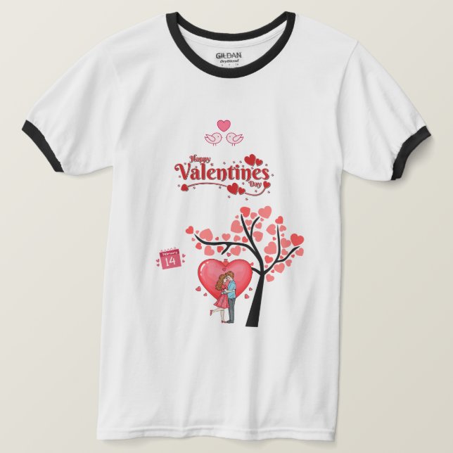 Happy Valentine’s Day – Romantic Couple  T Shirt (Design framsida)
