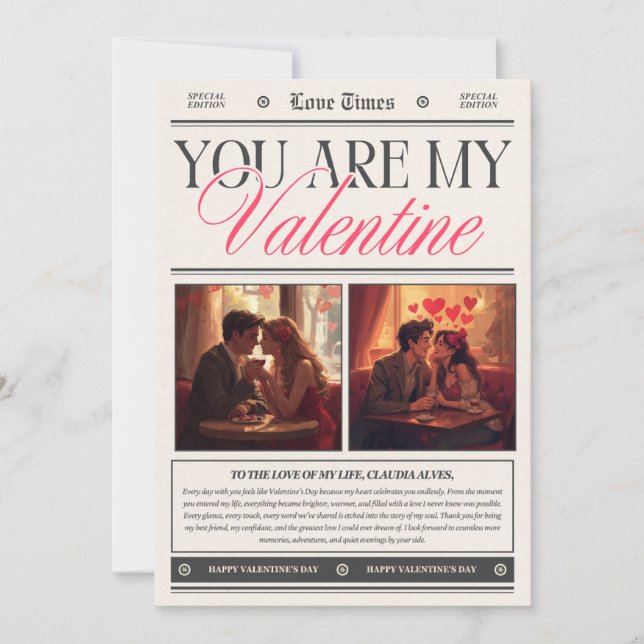 Happy Valentine’s Day Romantic Wall Art  Inbjudningar (Framsida)