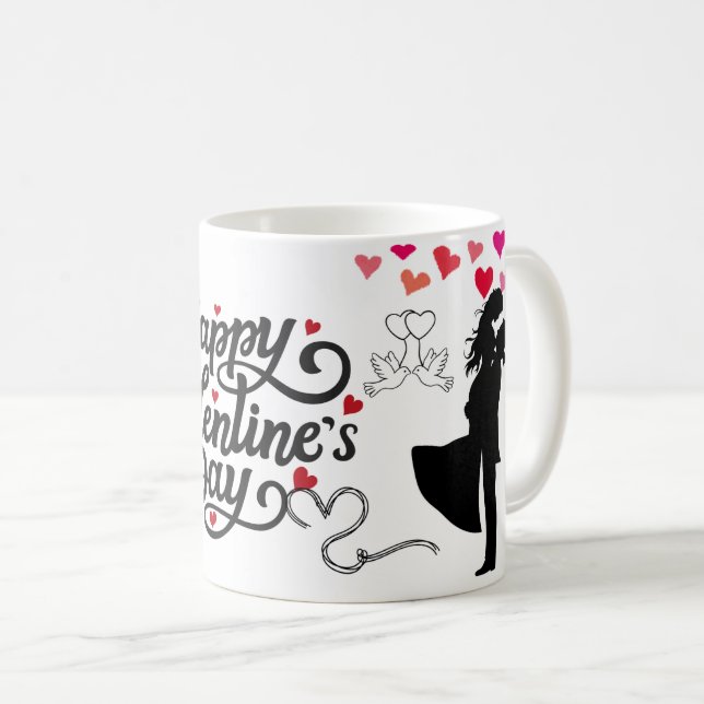 Happy Valentine’s Day Romantisk Silhuett  Kaffemugg (Framsida höger)