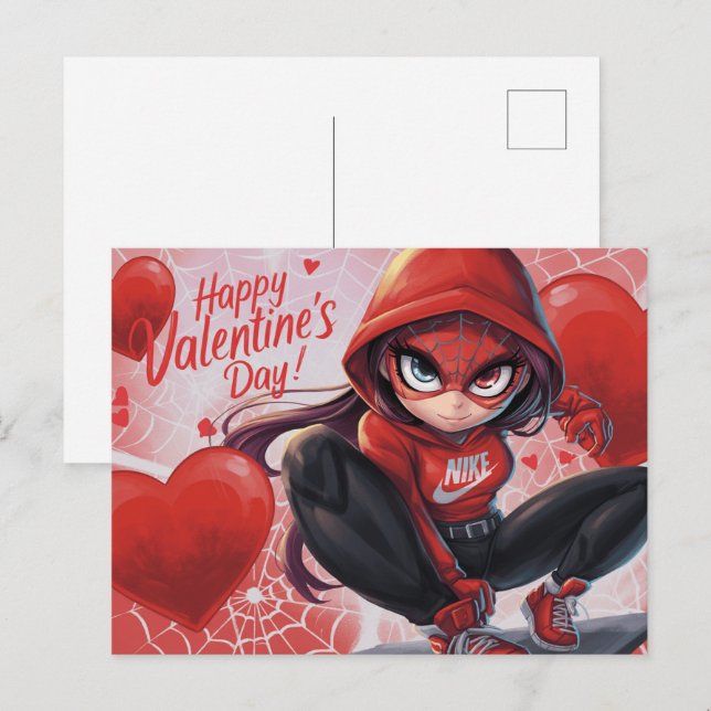 Happy Valentine’s Day Super-Héros -6 Vykort (Fram/baksida)