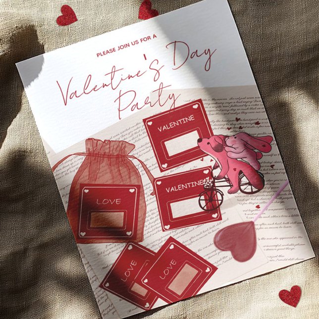 Happy Valentine’s Day – Tickets & Puppy on Bicycle Inbjudningar (Skapare uppladdad)