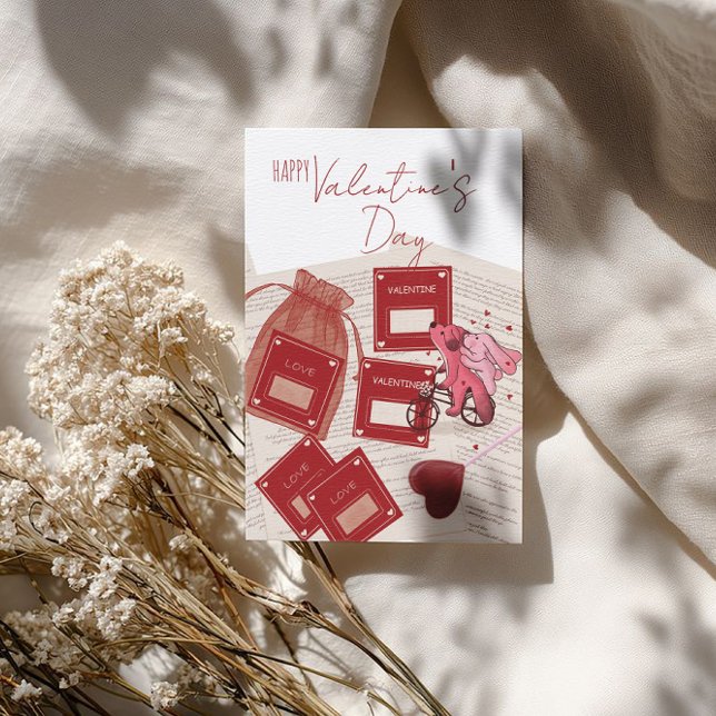 Happy Valentine’s Day – Tickets & Puppy on Bicycle Julkort (Skapare uppladdad)