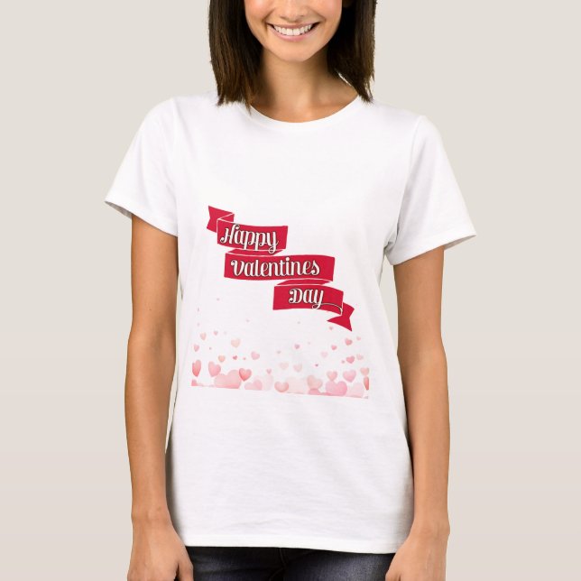 “Happy Valentine’s Day” Typography Heart Design ❤️ T Shirt (Framsida)