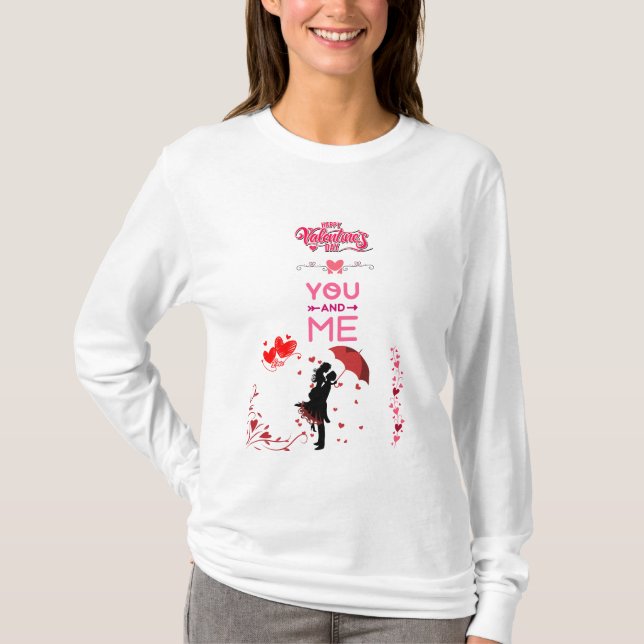 Happy Valentine’s Day – You and Me Romantic Love T Shirt (Framsida)