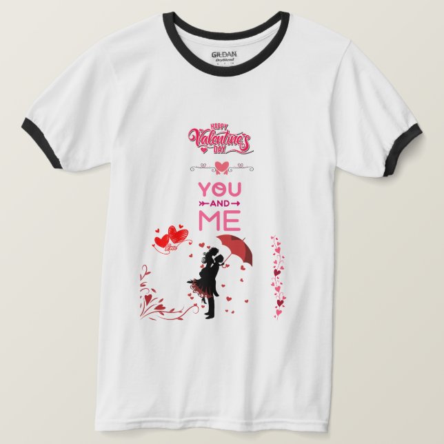 Happy Valentine’s Day – You and Me Romantic Love T Shirt (Design framsida)