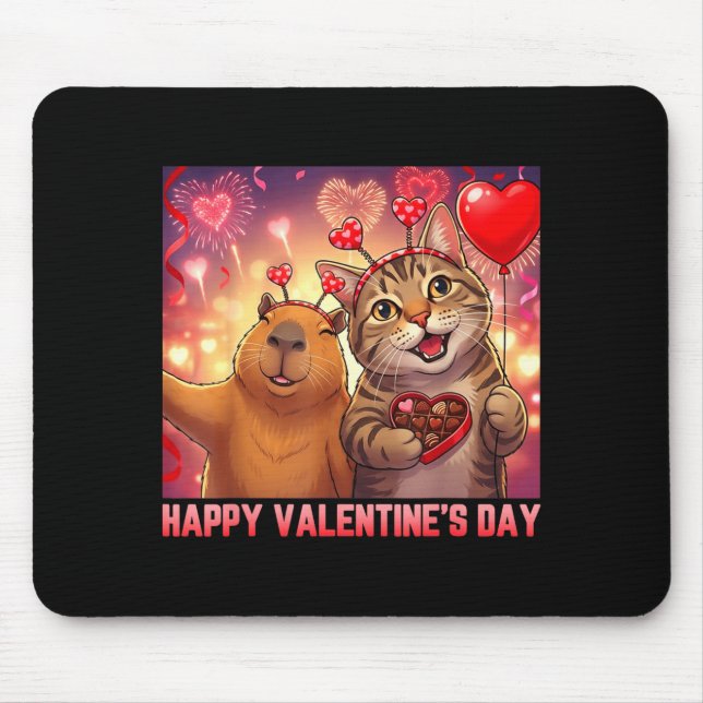 Happy Valentines 2026 Cute Cat Capybara Party Art  Musmatta (Framsidan)