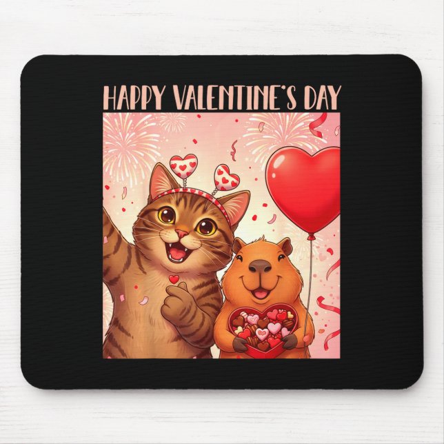 Happy Valentines 2026 Cute Cat Capybara Party Art  Musmatta (Framsidan)