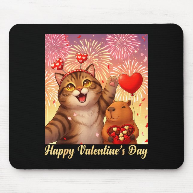 Happy Valentines 2026 Cute Cat Capybara Party Art  Musmatta (Framsidan)