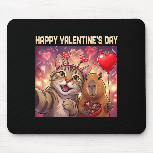 Happy Valentines 2026 Cute Cat Capybara Party Art  Musmatta (Framsidan)