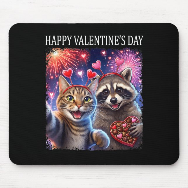 Happy Valentines 2026 Cute Cat Raccoon Party Art  Musmatta (Framsidan)