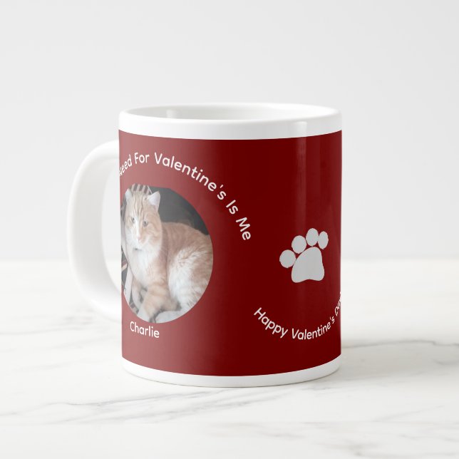 Happy Valentine's Cat Photo Love Specialty Mug Jumbo Mugg (Framsida vänster)