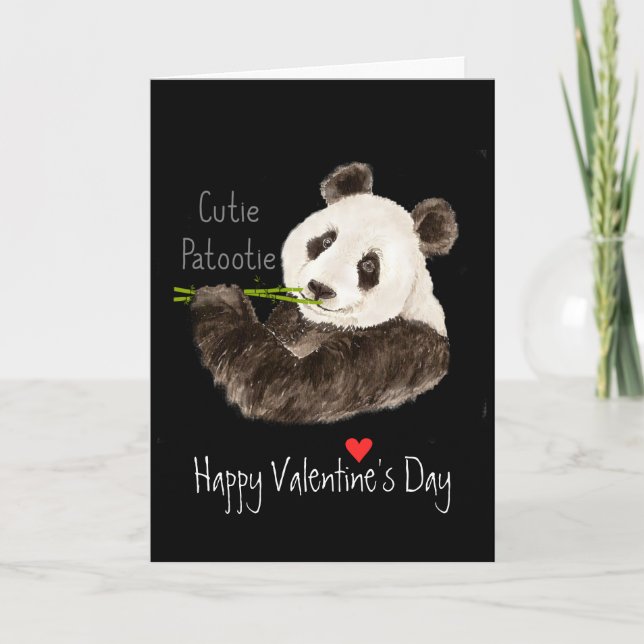 Happy Valentine's Cutie Patootie Fun Panda Bear Helgkort (Framsida)