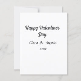 Happy Valentine's day add name date simple minimal Vykort