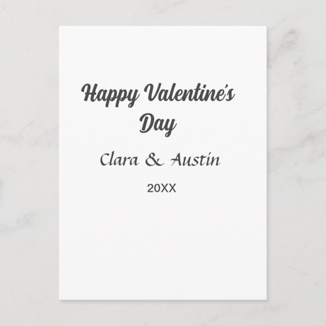 Happy Valentine's day add name date simple minimal Vykort (Framsida)