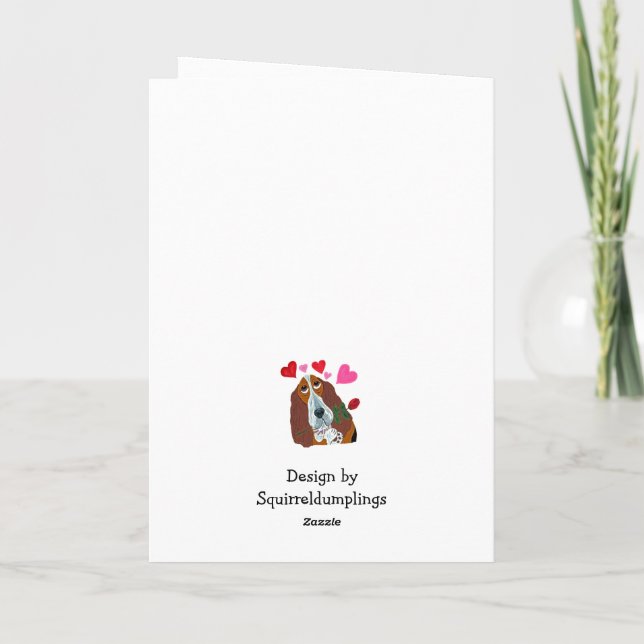 Happy Valentine's Day Basset Hound Doggie Card Kort (Baksida)