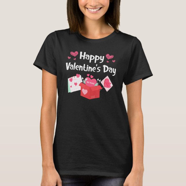Happy Valentines Day Be Mine Cute Hearts V Day Paj T Shirt (Framsida)
