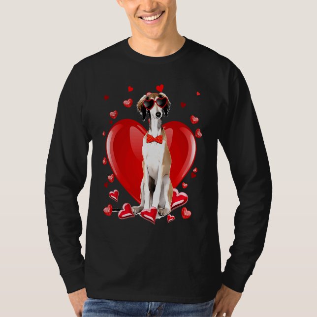 Happy Valentines Day Borzoi   Dog  V Day T Shirt (Framsida)