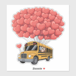Happy Valentine's Day Bus with Owl Klistermärken