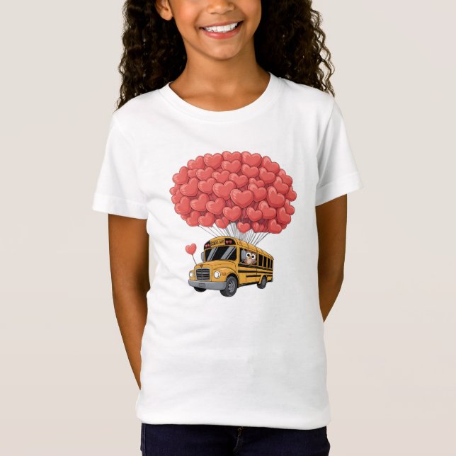 Happy Valentine's Day Bus with Owl T Shirt (Framsida)