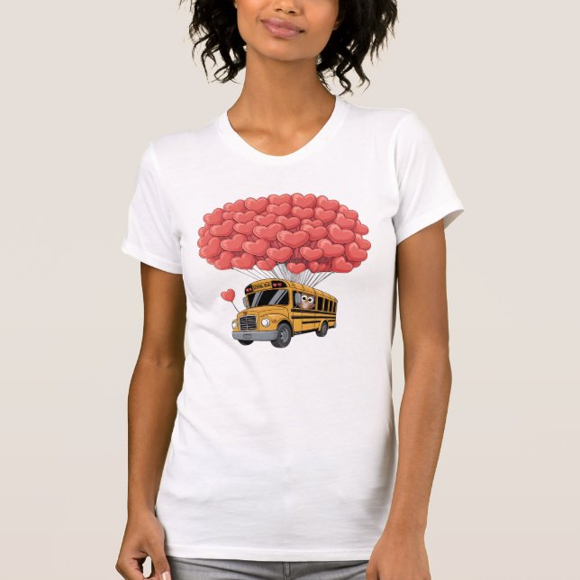 Happy Valentine's Day Bus with Owl T Shirt (Framsida)