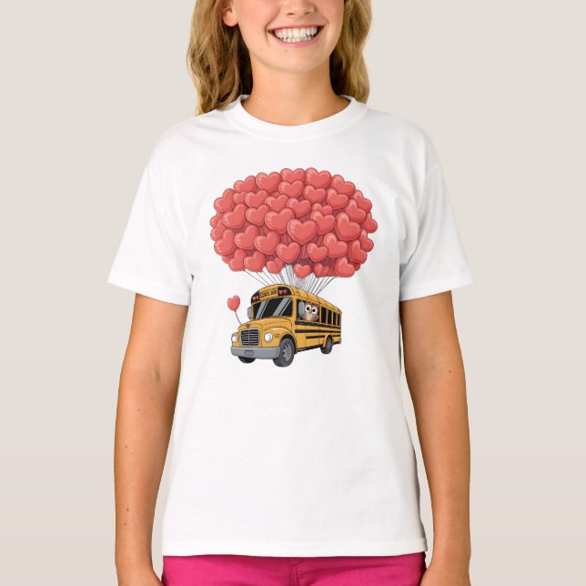 Happy Valentine's Day Bus with Owl T Shirt (Framsida)
