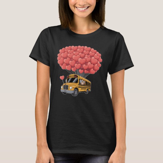 Happy Valentine's Day Bus with Owl T Shirt (Framsida)