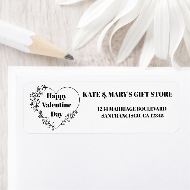 Happy Valentine's Day Business Name Website Returadress Etikett (Insitu)