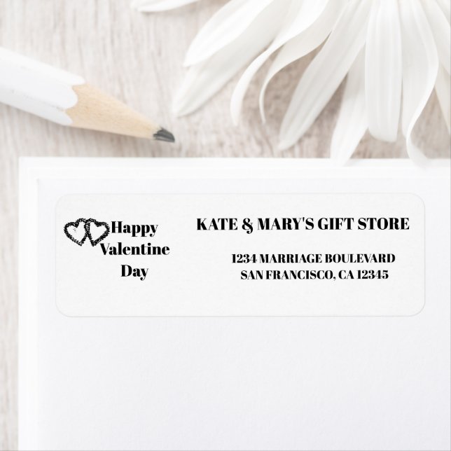Happy Valentine's Day Business Name Website Returadress Etikett (Insitu)