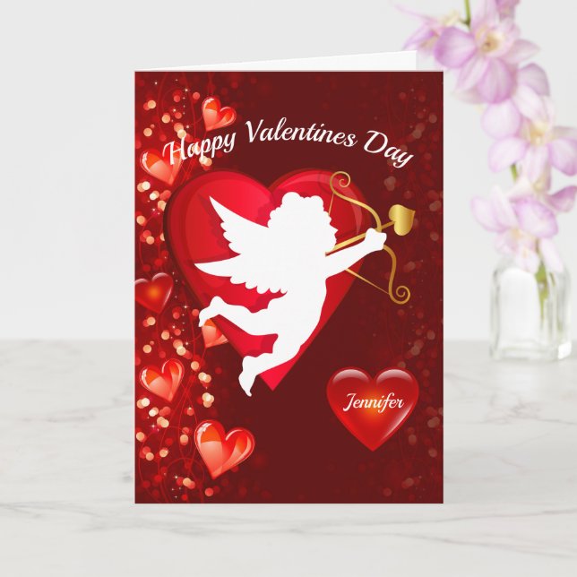 Happy Valentine's Day Card Personalize Name Kort (Orkide)