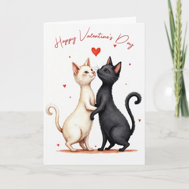 Happy Valentine's Day Cats Dancing Kort (Framsida)