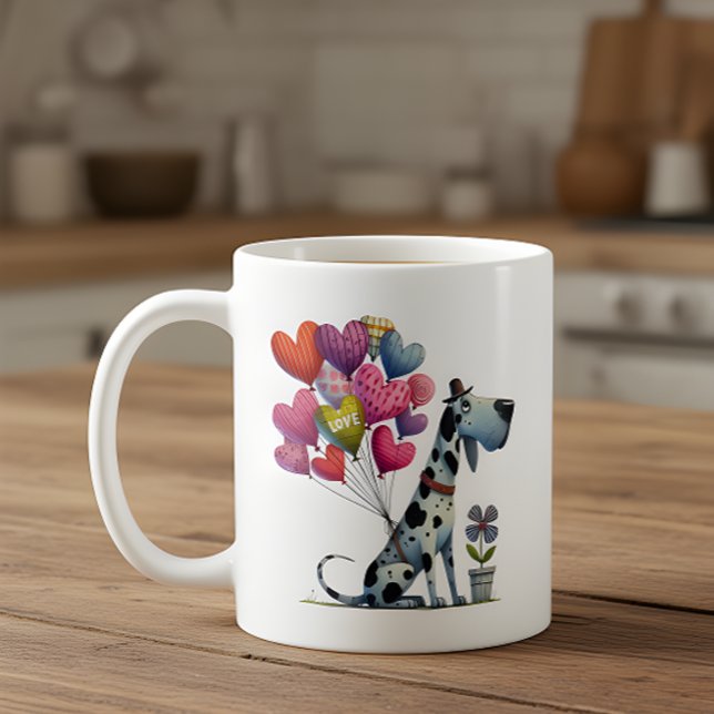 Happy Valentine's Day Charming Great Dane Kaffemugg (Skapare uppladdad)