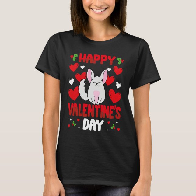 Happy Valentines Day Chinchilla Heart Love Animal T Shirt (Framsida)