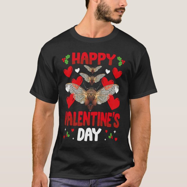 Happy Valentines Day Cicada Heart Love Animal T Shirt (Framsida)