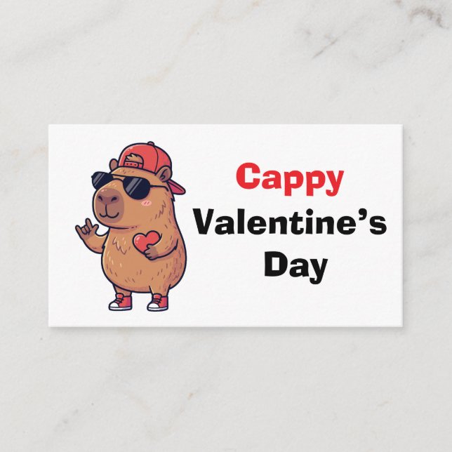 Happy Valentine's Day Cool Capybara Classroom Card Tilläggskort (Framsida)