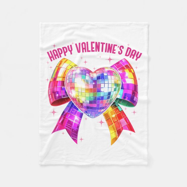 Happy Valentine's Day Coquette Disco Ball Heart Gi Fleecefilt (Framsidan)