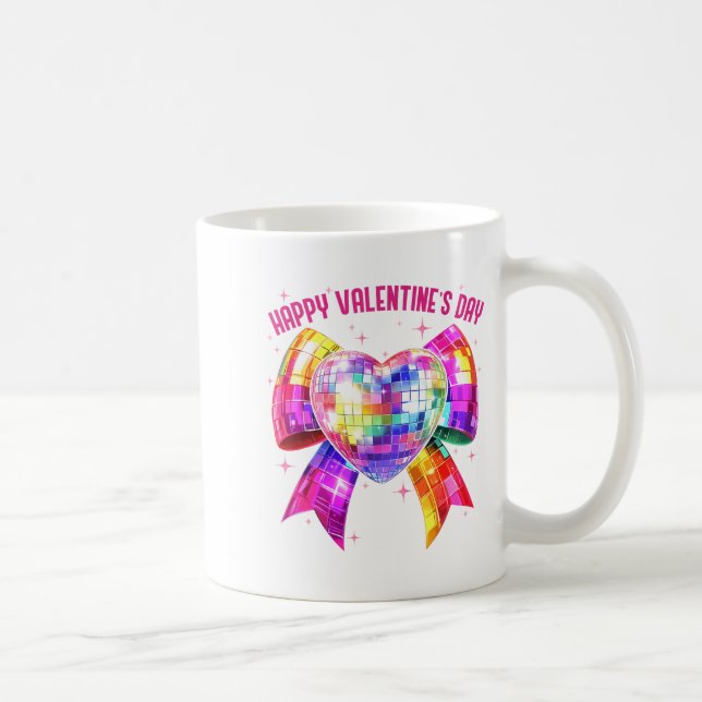 Happy Valentine's Day Coquette Disco Ball Heart Gi Kaffemugg (Höger)