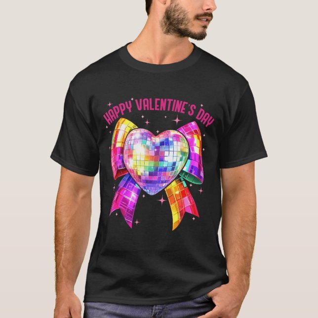 Happy Valentine's Day Coquette Disco Ball Heart Gi T Shirt (Framsida)
