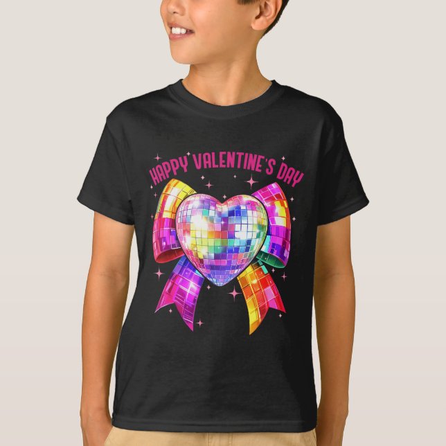 Happy Valentine's Day Coquette Disco Ball Heart Gi T Shirt (Framsida)