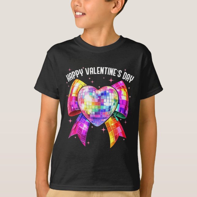 Happy Valentine's Day Coquette Disco Ball Heart Gi T Shirt (Framsida)